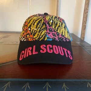 hat cap Girl Scouts Youth girl' snapback colorful o/s animal print sequined EUC